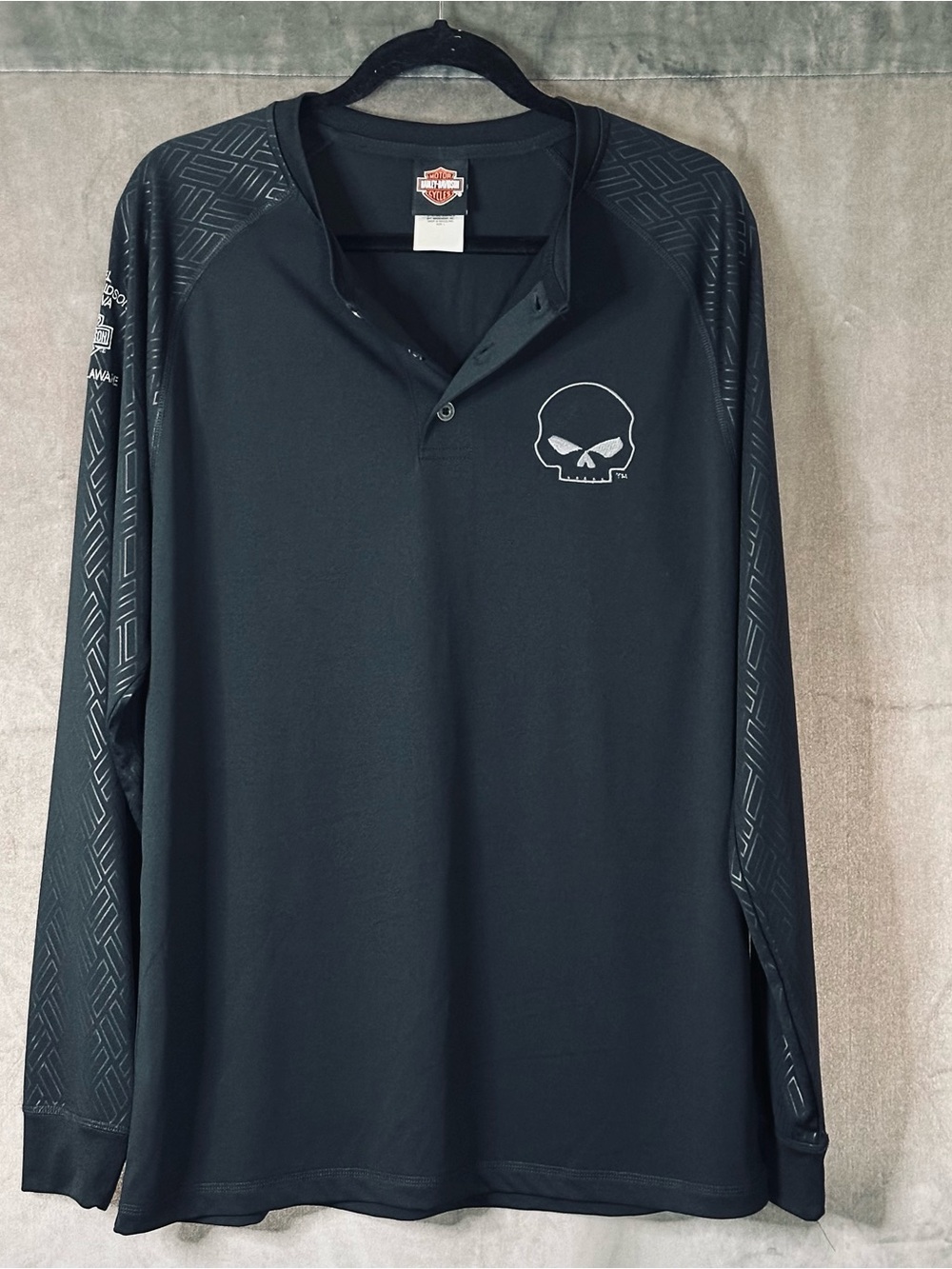 Harley-Davidson Rommel Delmarva Seaford DE Willie G Skull Long Sleeve Shirt Sz L